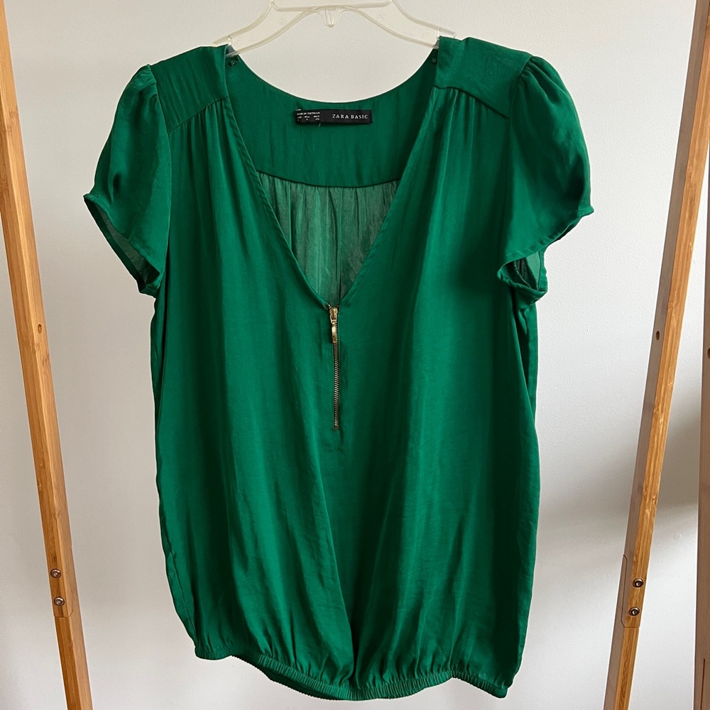 Zara Basic Emerald Green blouse